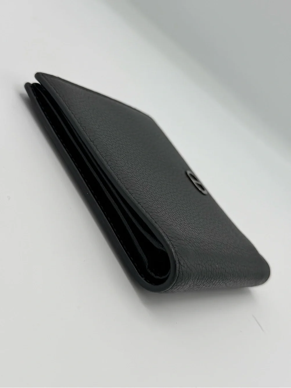 Dior Black Pebbled Leather Card & Key Holder with CD Logo